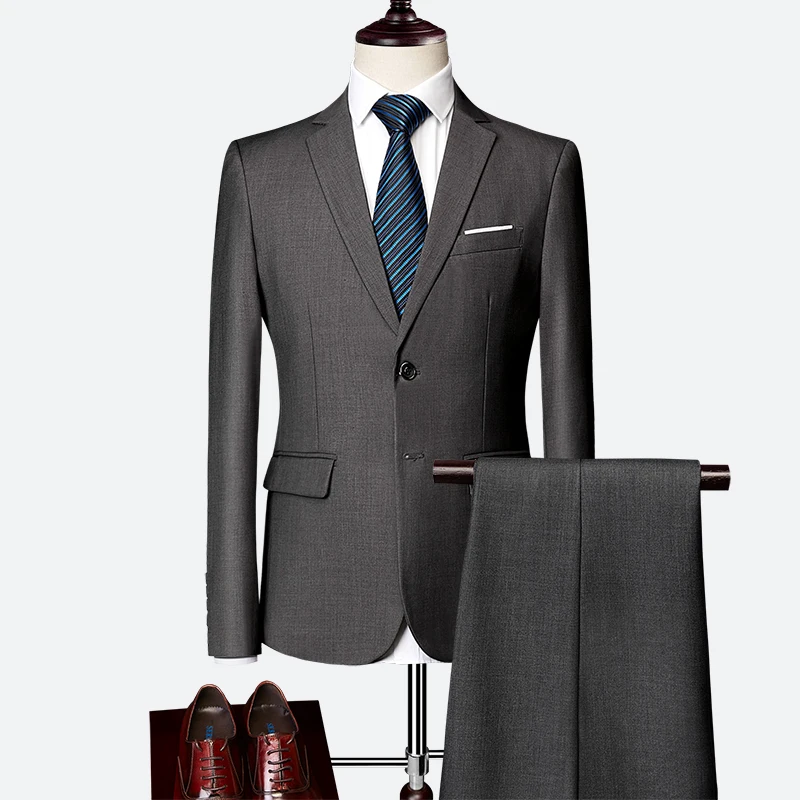 OSCN7 Solid 2PCS Suits Men Slim Fit Casual High Quality Business Wedding Mens Dress Suit Plus Size Casual Costume Homme 533 OSCN7 Solid 2PCS Suits Men Slim Fit Casual High Quality Business Wedding Mens Dress Suit Plus Size Casual Costume Homme 533