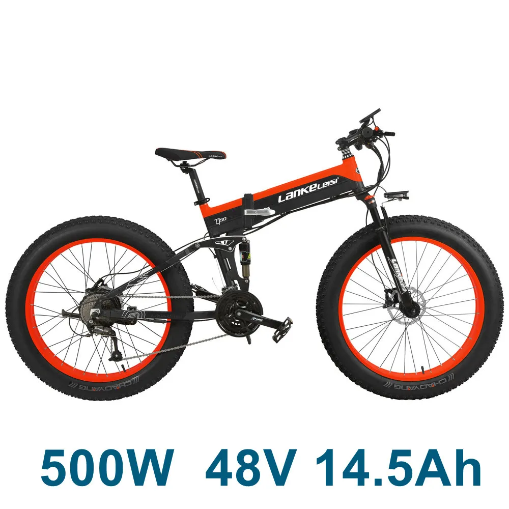 27 скоростей, 1000 Вт, мужской складной электрический велосипед, Открытый велосипед, 26*4,0, Fat Bike, 5 PAS, гидравлический дисковый тормоз, съемный аккумулятор, зарядка - Цвет: 500W 14.5A RD