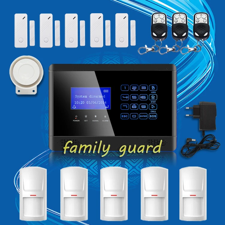 

DHL Free Shipping!M2BX Wireless GSM SMS Touch Keypad Home House Alarm System Touch Screen High Quality 5 PCS PIR+5 Door Sensors
