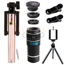 12X телеобъектив зум объектив широкоугольный телескоп Макро Рыбий глаз lentes микроскоп селфи палка для iPhone 7 6 5 s смартфон