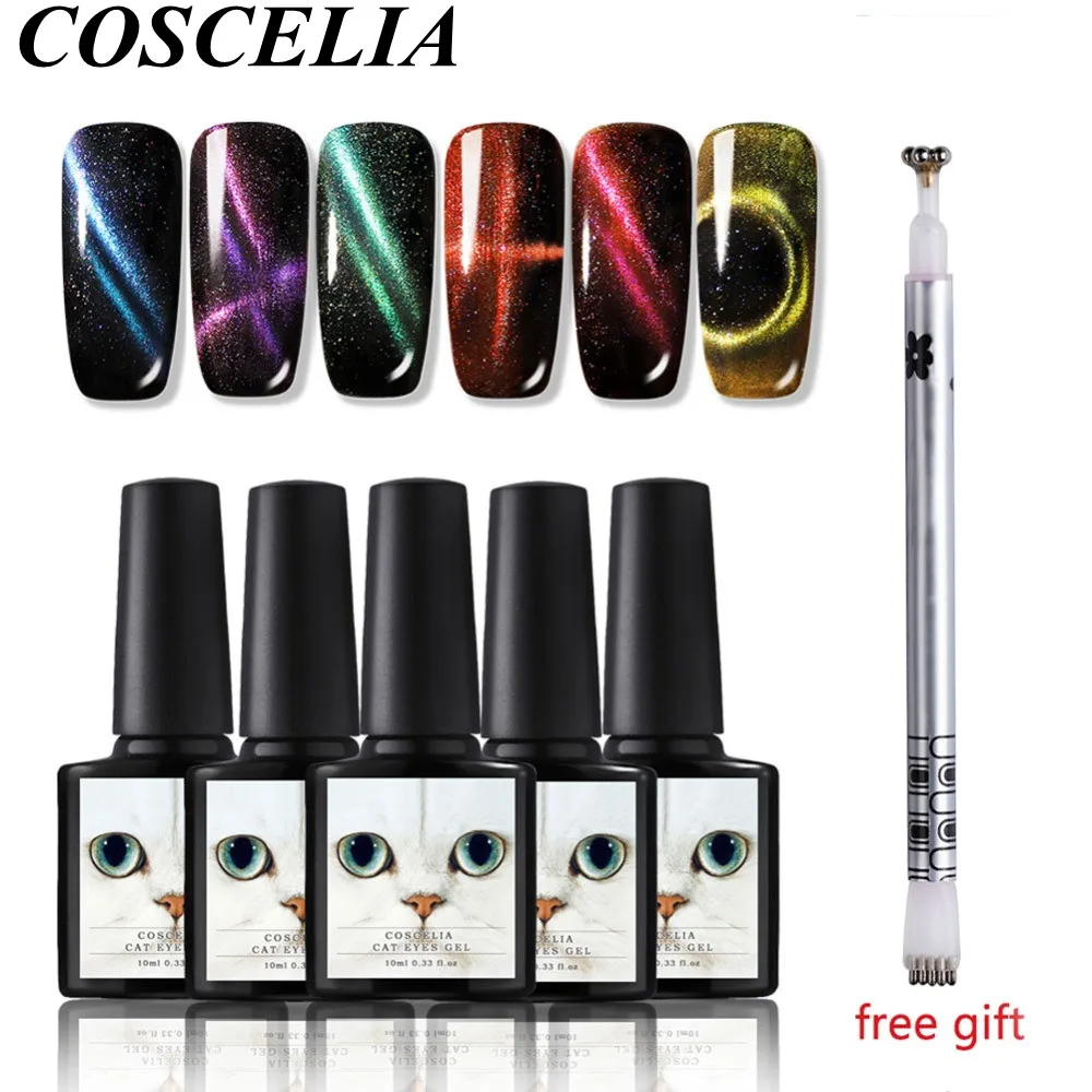 COSCELIA 6pcs Cat Eye Gel Set For Manicure With Stick