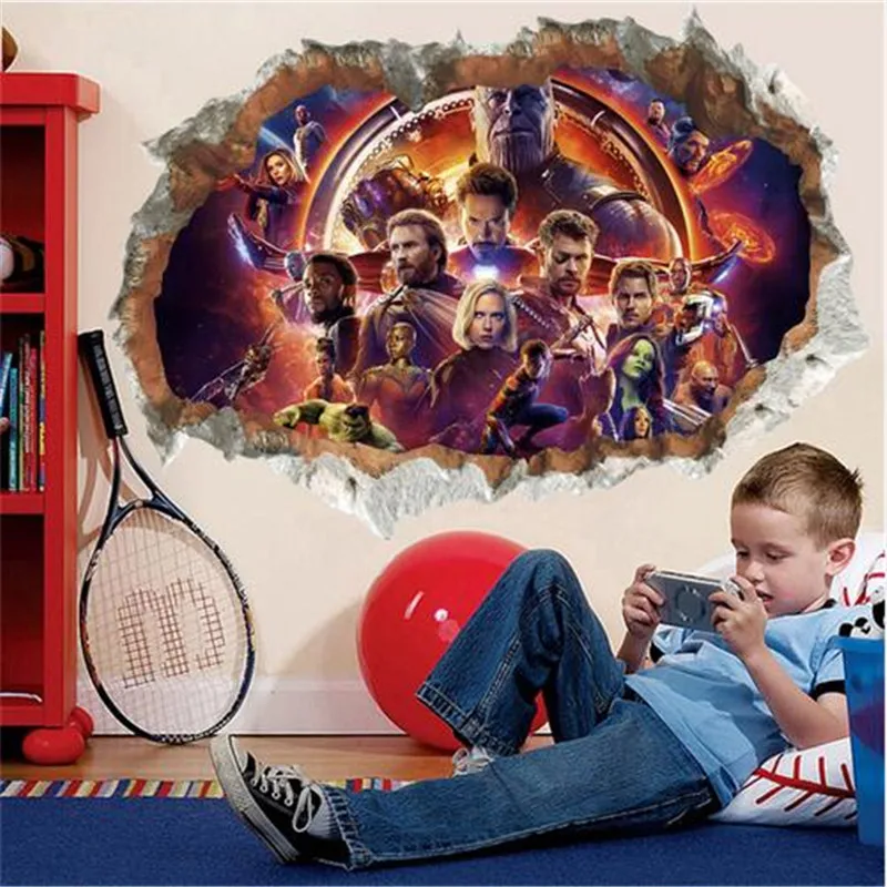 

Cartoon Movie Avenger Wall Stickers For Kids Rooms 3d Vivid Effect Childern Wall Decals Boy's room decoration Birthday Gift