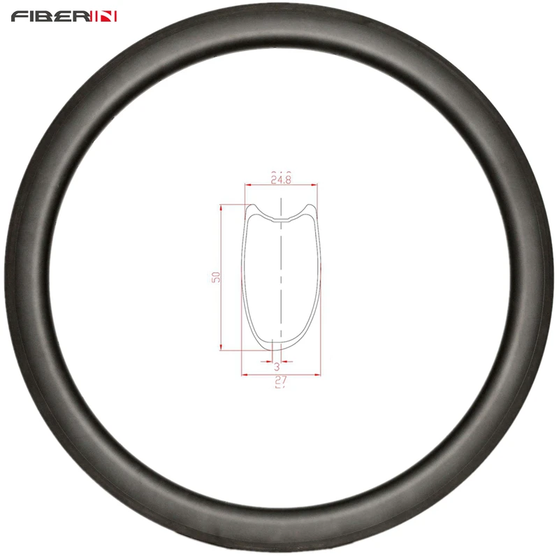 

700c 50mm Tubular carbon bike wheel 25mm offset V brake Asymmetric carbon bicycle rims
