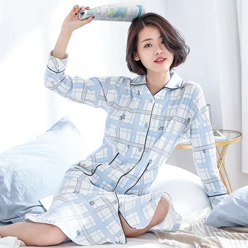 

Brand New 100% Cotton Women's Nightgown Lounge Nightdress Femme Sleepwear Casual Girls Nightwear Loose Nightgowns Sleepshirts