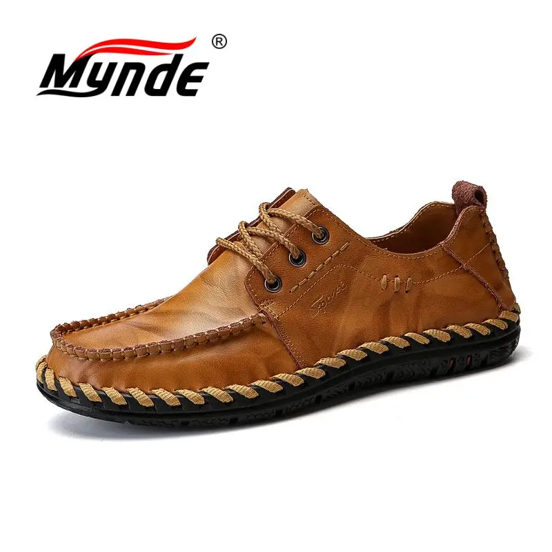 Mynde 2018 Fashion Comfortable Casual Shoes Loafers Men Shoes Quality Genuine Leather Shoes Men Flats Hot Sale Moccasins Shoes
