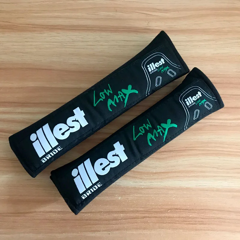 JDM illest эмблема Hella флеш автомобильный мягкий чехол для ремня безопасности хлопок Наплечная Накладка для toyota honda nissan mazda mitsubishi аксессуары - Название цвета: Черный