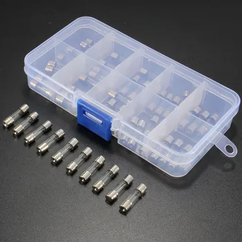 

50Pcs of Glass Fuse Assortment Kit Slow Blow Glass Tube Assortment Kit 5x20mm 0.25A~6.3A Fast Blow Glass Fuses