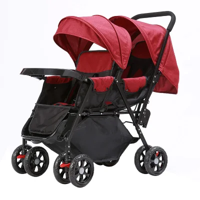 360 градусов всенаправленные колеса для близнецов, детская коляска, автомобильный светильник, двойная коляска, передние и задние сиденья, коляска - Цвет: 288red