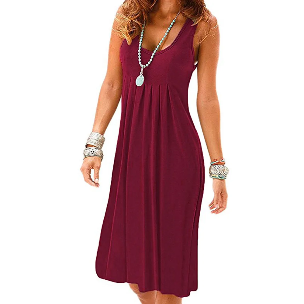 

Women Summer Sexy Solid Sleeveless Plain Pleated Casual Mini Dress Womens Vestido Short Sleeve Slim Bodycon Gonna estiva423