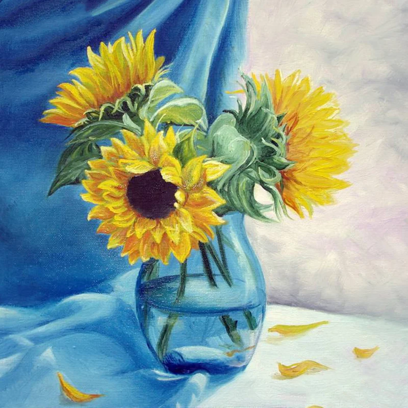 Рисунок подсолнухи в вазе 6 класс