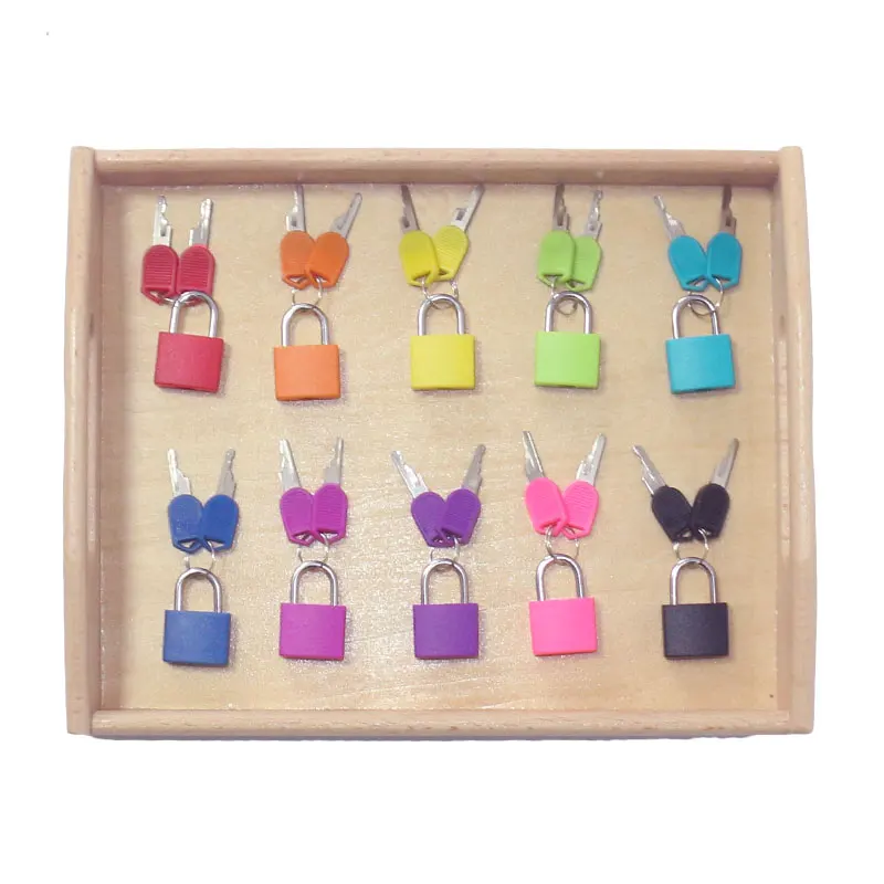 

10pcs Montessori Lock with Tray Wooden Preschool Toys For Children Educational Montessori Juguetes Birthday Gift YL1164H