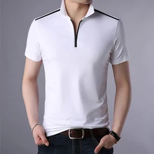 Летние мужские Поло, дизайн, мужские однотонные рубашки поло, на молнии, воротник с коротким рукавом, топы, футболки