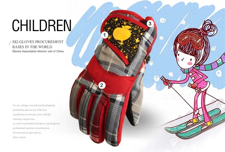 GLV859 Prevent slippery wear resisting children winter warm font b gloves b font fleece waterproof ski