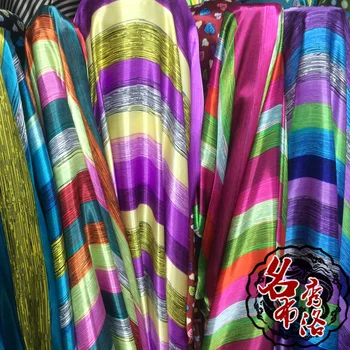 

Polyester Printed Satin Fabric Cloth Color Stripe Scarf Silk Dress Clothing Lining COS