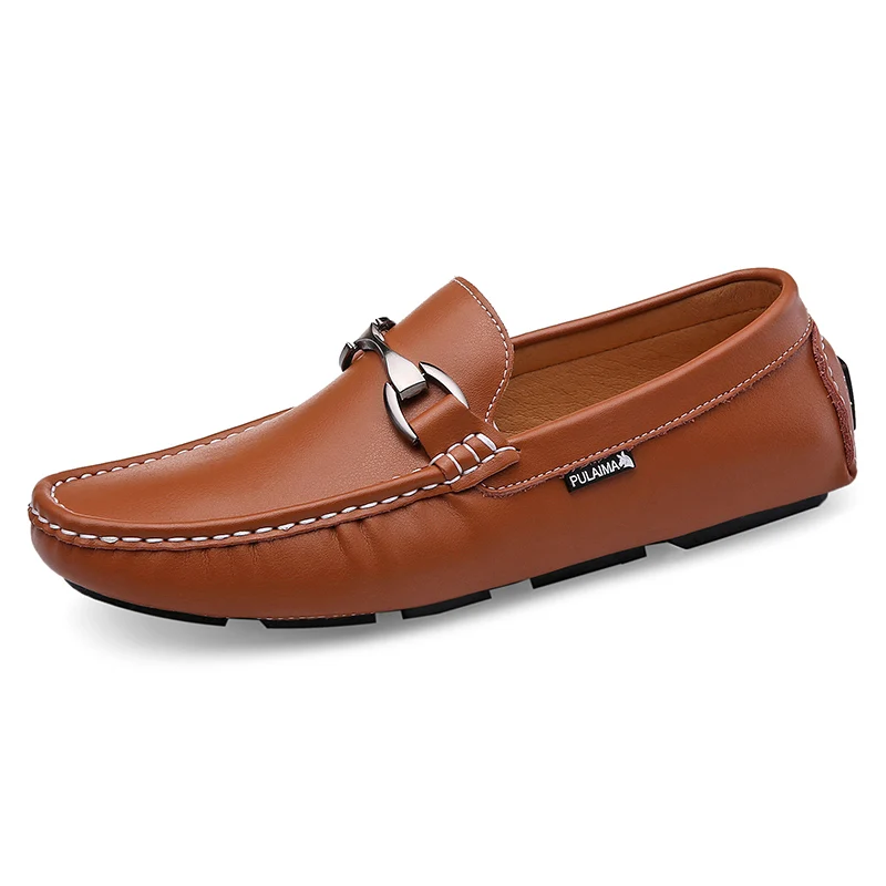 

Men Casual Leather Shoes Slip on Man Fashion Walking Moccasins Comfortable Blue Black Flats Male Driving Shoes Loafers