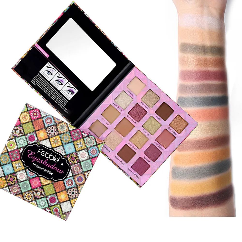 Модные 16 цветов мерцающие тени для век Пудра долговечная Косметика Палитра
