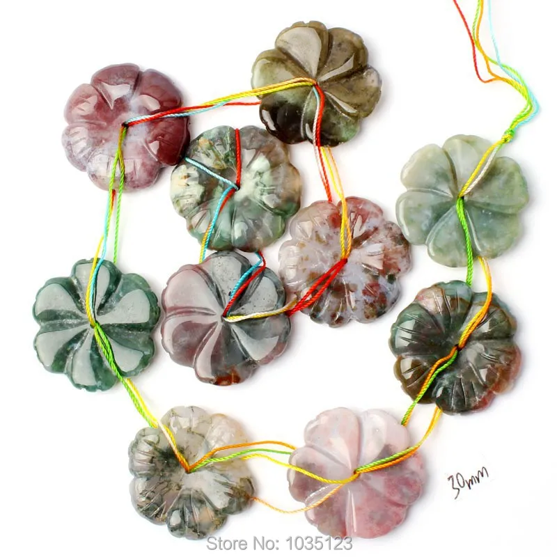30mm Pretty Natural 4 Class Material Flower Shape Loose Beads Strand 10Pcs DIY Creative Jewellery Making wj279