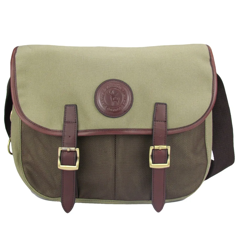 Tourbon Fishing Accessory Vintage Canvas & Leather Fly Fishing Game Bag