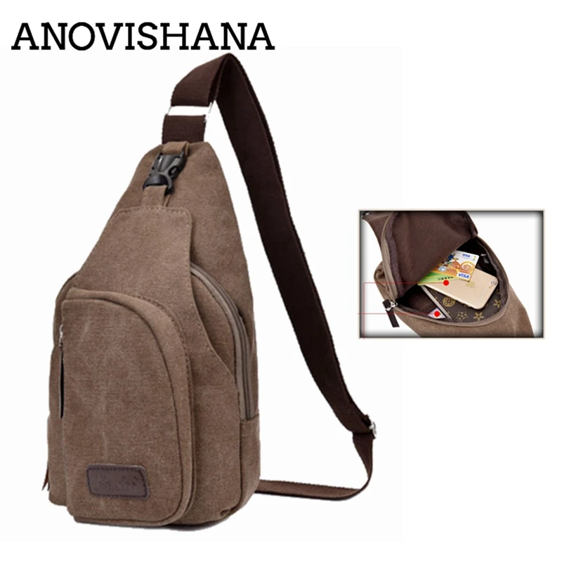 

ANOVISHANA Leisure Anti-theft Canvas Waist Packs Men's Belt Bag Portable Large Capacity Chest Single Wide Strap Men Travel Bags