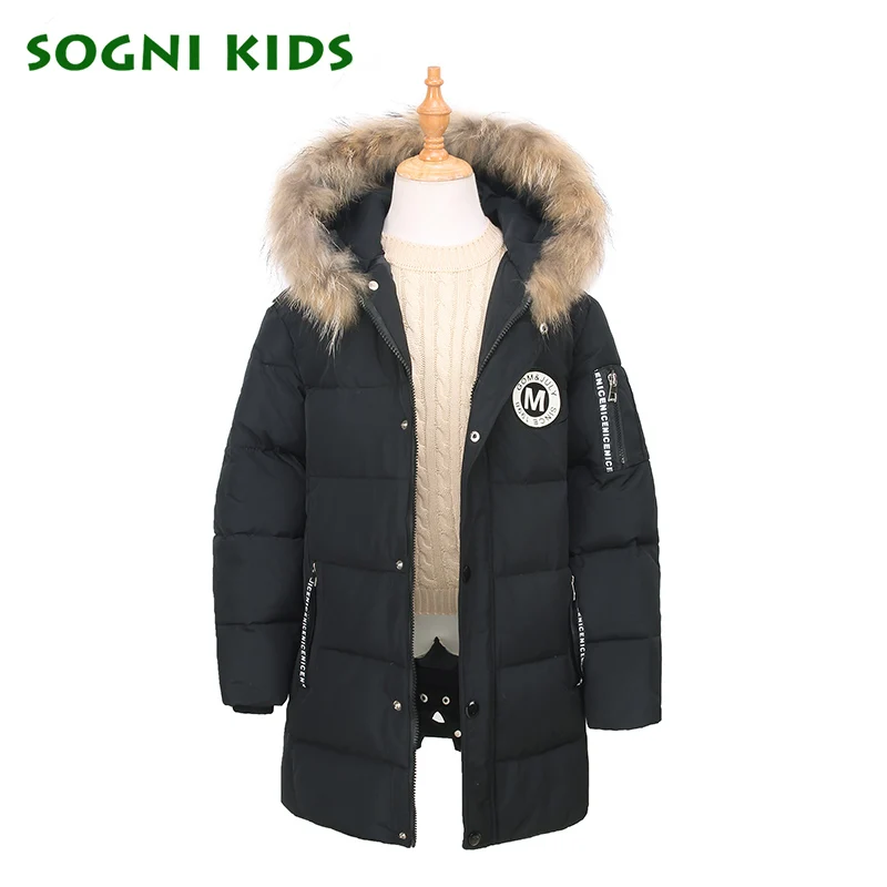 

Boys Duck Down Coat Parkas Children Clothes 5-12Y Teenage Kids Faux Fur Hooded Outerwear Thicken Warm Long Sleeve Winter Coats
