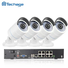 Techage 3000tvl 8-канальный 1080 P 2.0mp poe nvr системы видеонаблюдения безопасности poe, ip-камера onvif p2p водонепроницаемый открытый главная видеонаблюдения комплект
