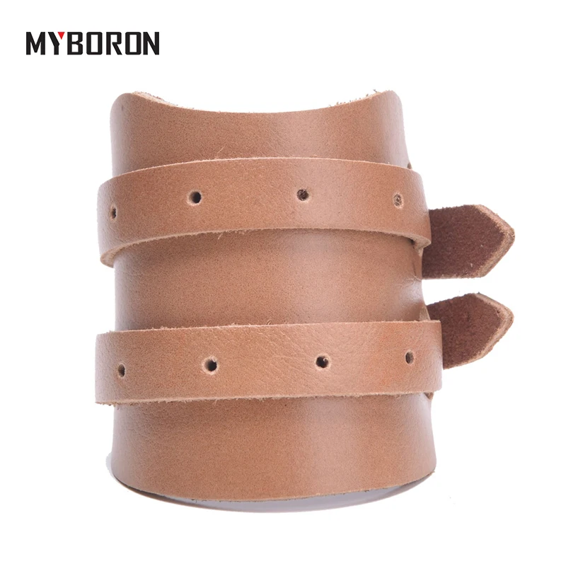 MYBORON Men Genuine Leather Elastic Wrist Support High Quality Cowhide