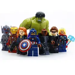 Diy новый действие фигурки Marvel Мстители Супергерои Халк Иран человек Капитан Америка Гражданская война строительные блоки кирпичи игрушки