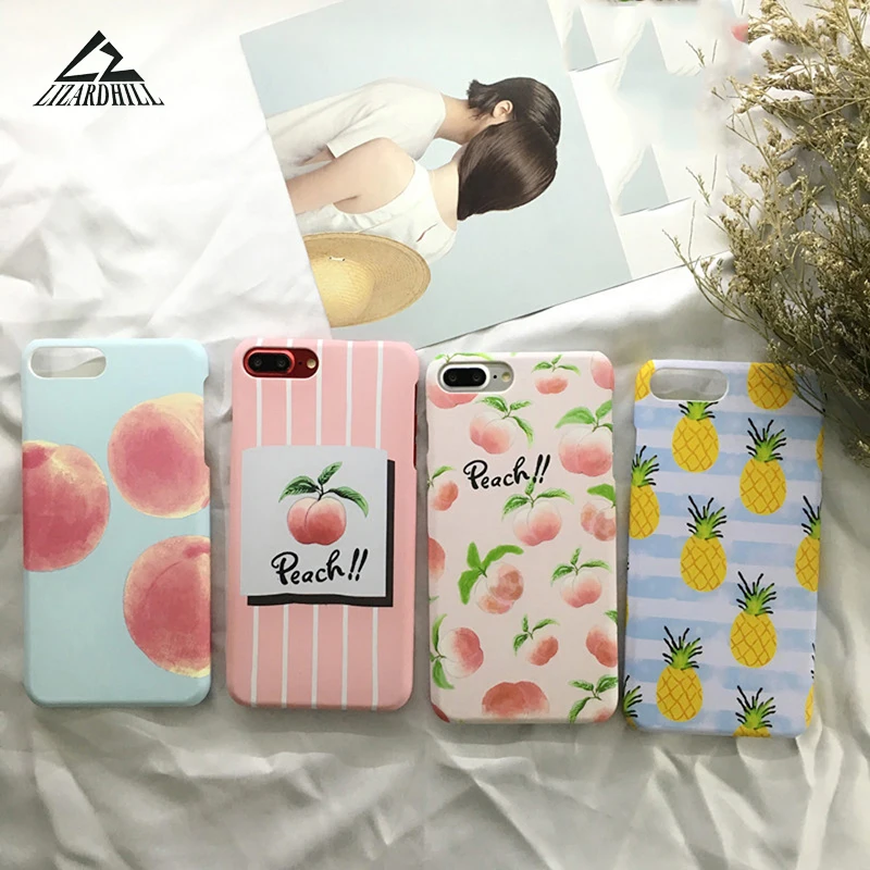 

Lizardhill Cute Fruit pineapple peach hard pc Coque Phone Cases For iPhone 7 7Plus 8 8plus 5 5S SE 6 6S 6Plus fundas back covers