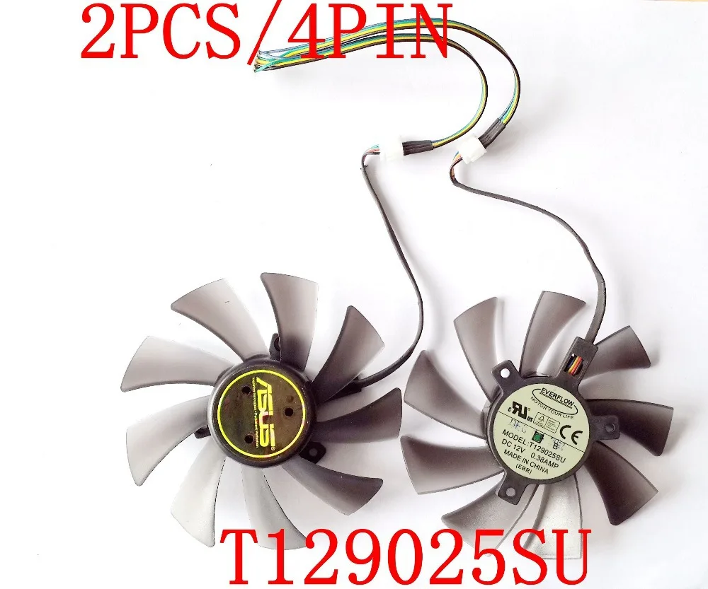 Free Shipping  T129025SU 12V 0.38A 4PIN  for ASUS   HD7970 HD7950 GTX680 DirectCU II graphics card fan