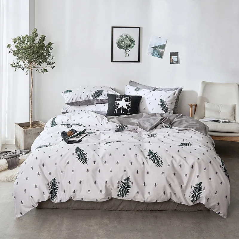3/4pc 100% Cotton bedding set Single Queen King size duvet cover fitted sheet pillow cases nordic quilt covers white bed linens | Дом и сад