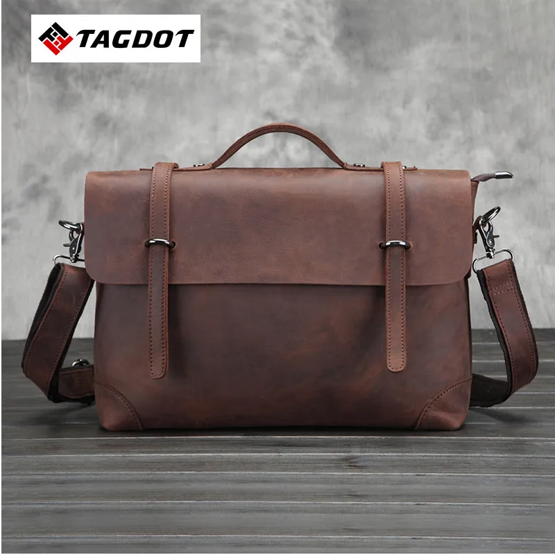 2016 new Genuine top Leather Men Bags Man Business font b Laptop b font Bag Briefcase