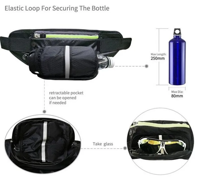 ICESNAKE Men Women Marathon Running Bag Sports Water Bottle Holder Running Belt Waist Bag Waterproof Fanny Pack Accessories