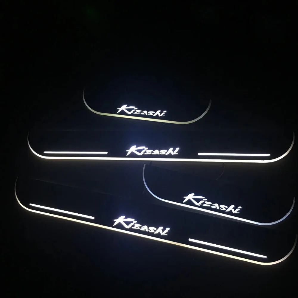 RQXR led движущиеся двери потертости для Suzuki Kizashi динамический порог пластина плоская подкладка наложения потока/фиксированный свет, 4 шт