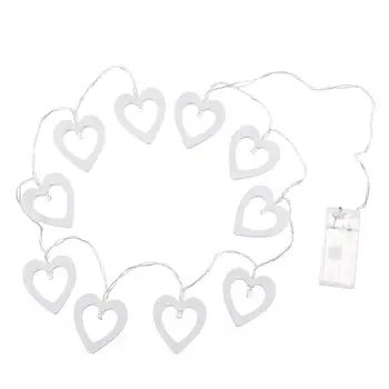 

10 LED Wooden Heart Shape String Light Battery Powered Fairy Decorative Lights For Christmas Xmas Wedding Party