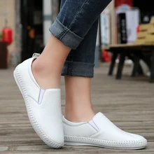 Apartamentos das mulheres Mocassins Condução Skateboarding Sapatos Para Menina Vaca Genuína Deslizamento de Couro Em sapatos Casuais Handmade Luz Plana Primavera Verão