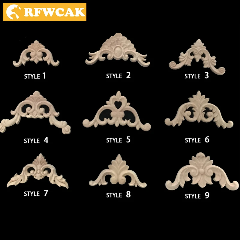 RFWCAK Винтаж Неокрашенная древесина Резные углу накладка аппликация, рама фон стены мебель для дома стены, двери шкафа декора ремесла