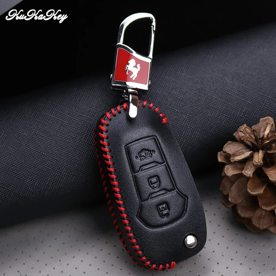 Чехол для ключей из натуральной кожи с 3 кнопками|fob cover|car key case coverbutton car |