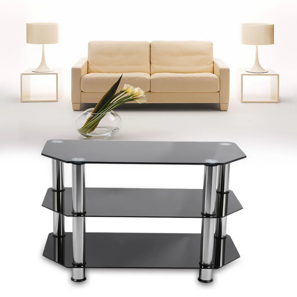 Modern Fashion Black Gloss Glass TV Stand Coffee Tea Table