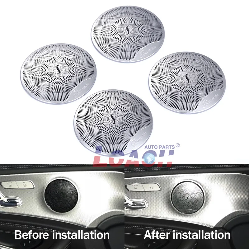 

Stainless steel Car Audio Speaker Car Door Loud High Grade Car Audio Speaker Decor For Mercedes Benz 2015 2016 C GLC 2016 E 4PCS