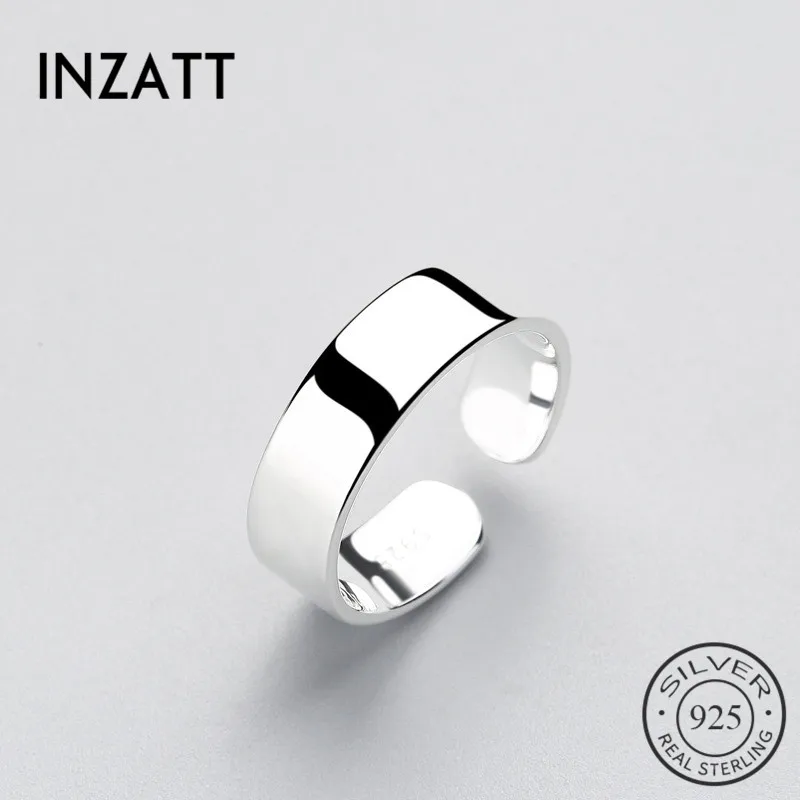 

INZATT High Quality Real 925 Sterling Silver Ring Minimalist Style For Charm Women Party Smooth Surface Trendy Jewelry Brincos