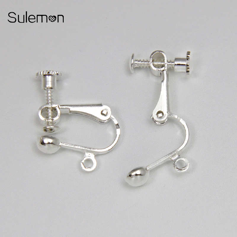 

20pcs/Lot Silver Color Round Head Screw Ear Clip No Pierced Ear Clips DIY Handmade Clip On Earrings Parts Jewelry Findings JF50
