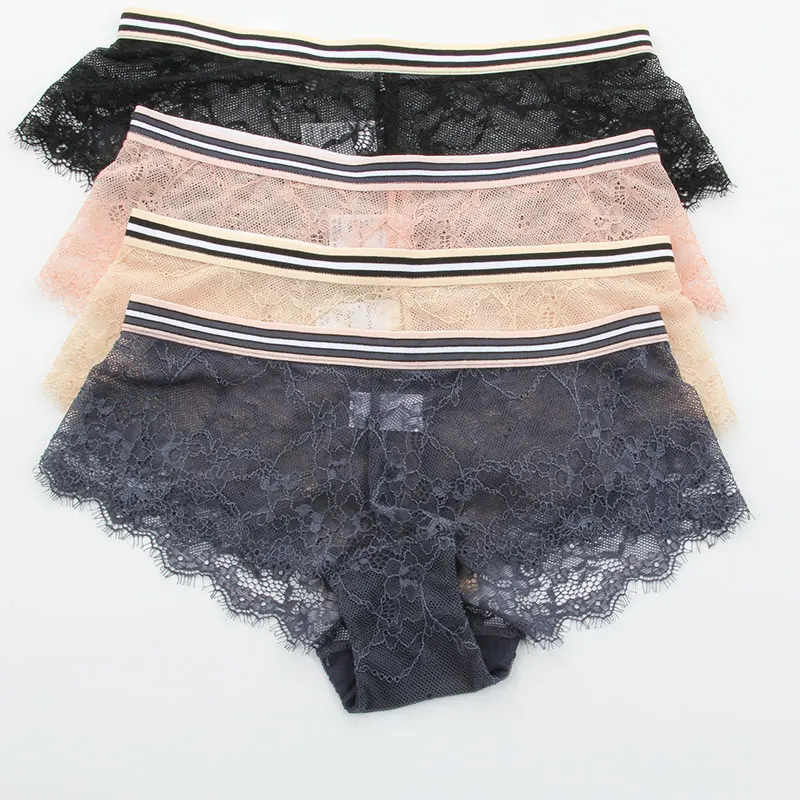 

TERMEZY Sexy Transparent Panties Women Underwear Lace Hollow Lingerie Seamless Breathable Panty 4 Colour Pink Color Blue Black