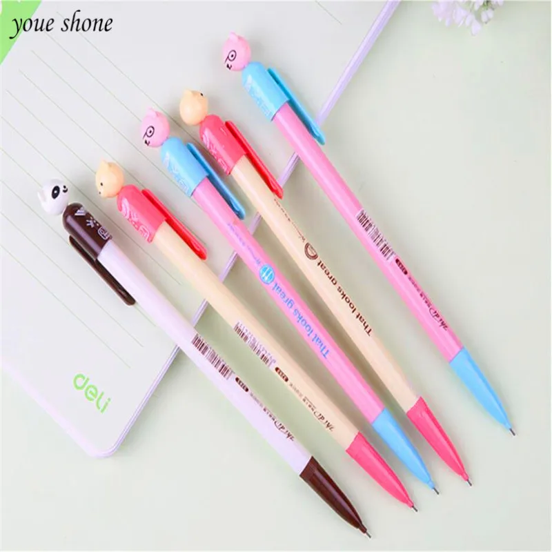 1Pcs cartoon cute animals automatic activities to write free cut pencils 0.7mm refills for students