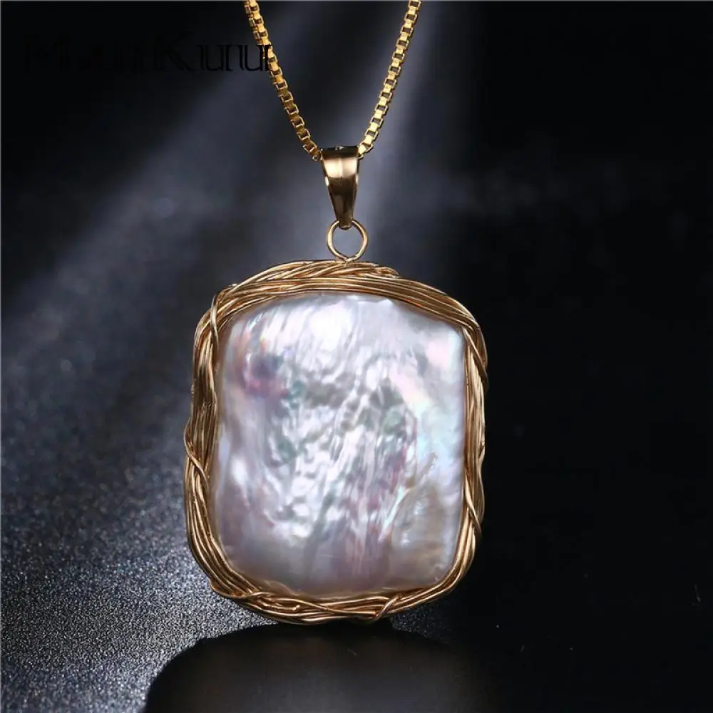 Ожерелье в стиле барокко с натуральным белым пресноводным жемчугом, Золотая проволока, жемчужные ожерелья для женщин, роскошное свадебное ожерелье s