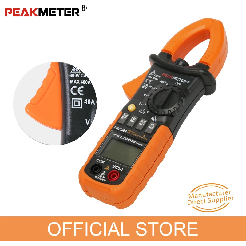 Официальный PEAKMETER PM2108A цифровой AC DC Токоизмерительные клещи 4000 отсчетов Емкость Сопротивление частоты заземления тестер мультиметр