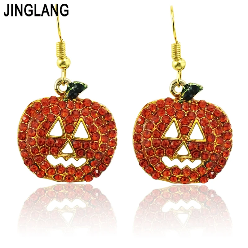 

Fashion Dangle Earrings Gold Plated Rhinestone Pumpkin Charms Earrings For Women Christmas Gifts Free Shipping