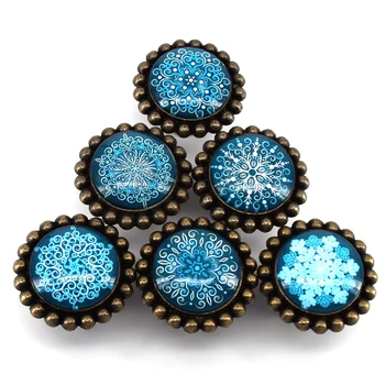 

6PCS American rural style Blue and White snowflake Crystal Knobs Drawer Pull Knob Door Handle Cabinet Drawer Cupboard Pulls