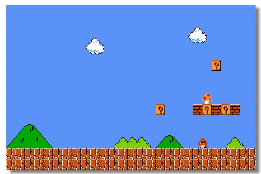 Пользовательские холст настенная Super Mario Bros плакат видео игра стикер дети