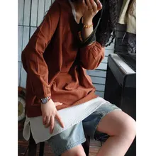 Asymsay осень г. Основные Свободные Круглый Средства ухода за кожей шеи Футболка краткое сплошной Цвет плюс Размеры Для женщин футболка женская одежда по фигуре ac4960