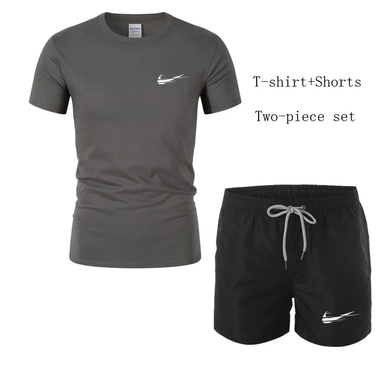 

Workout suit mens T-shirt+Shorts Two-piece set running clothes for men jogging suits for men training clothes Customizable print